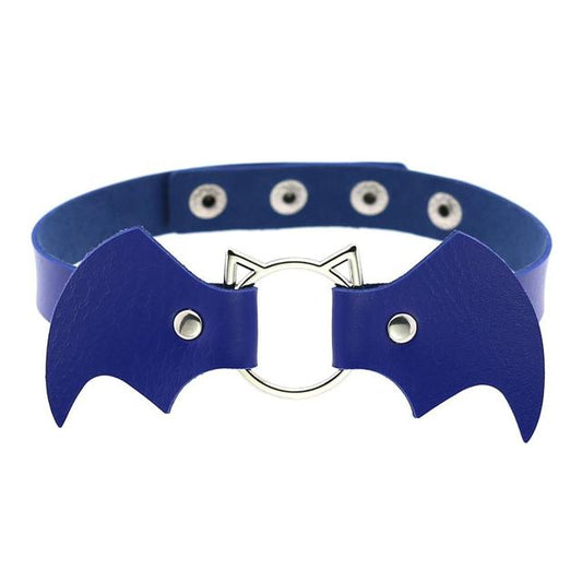 Bat Wings Vampire Kitty Leather Collar