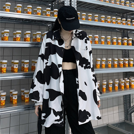 Korean Style Milky Cow Print Blouse