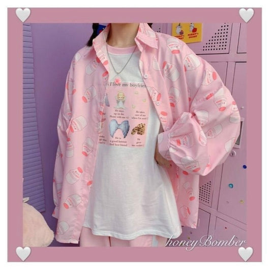 Kawaii Kpop Print Blouse