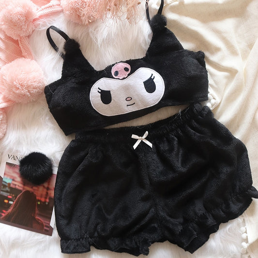 Kawaii Kuromi Inspired Plush Bandeau Set