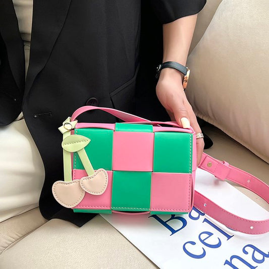 Color Block Knit Crossbody Bag