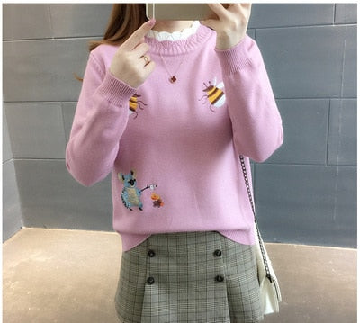 Little Bee Embroidery Sweater.