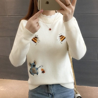 Little Bee Embroidery Sweater.