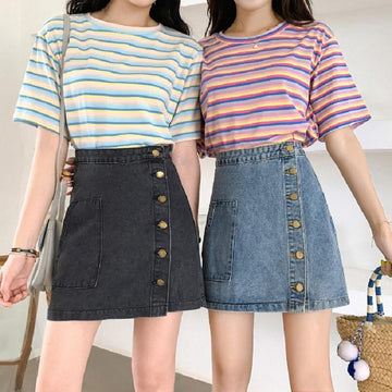 Kawaii A-Line Denim Mini Skirt