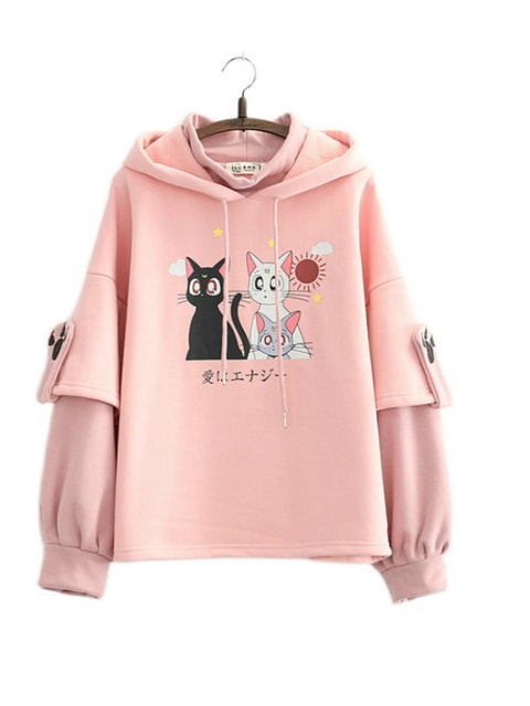 Kawaii Pink Sailor Moon Cat Hoodie