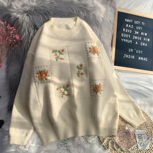 Korean Harajuku Embroidery Vintage Sweater
