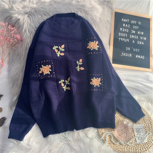 Korean Harajuku Embroidery Vintage Sweater