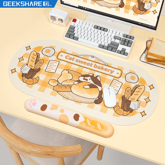 Cute Cartoon Cat Mouse Pad And Keyboard Wrist Rest