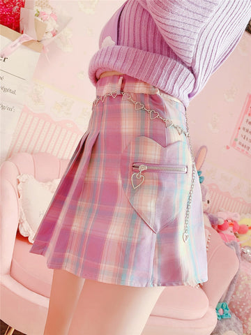 Lolita Plaid Mini Pleated Skirt