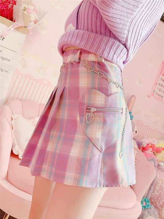 Lolita Plaid Mini Pleated Skirt