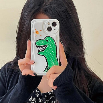 Kawaii Graffiti Green Dinosaur iPhone Case