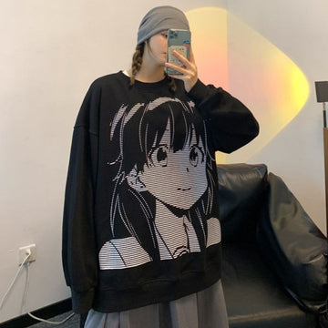 Harajuku Anime Print Sweatshirts