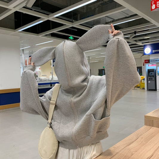 Casual Loose Bunny Ears Hoodie Outerwear