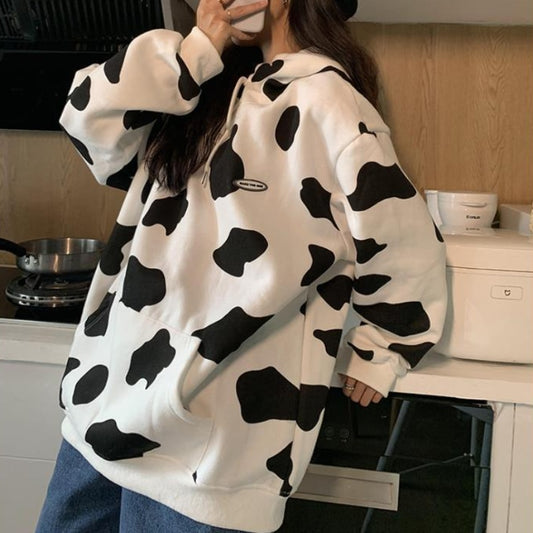 Kawaii Milk Cow Print Hoodie