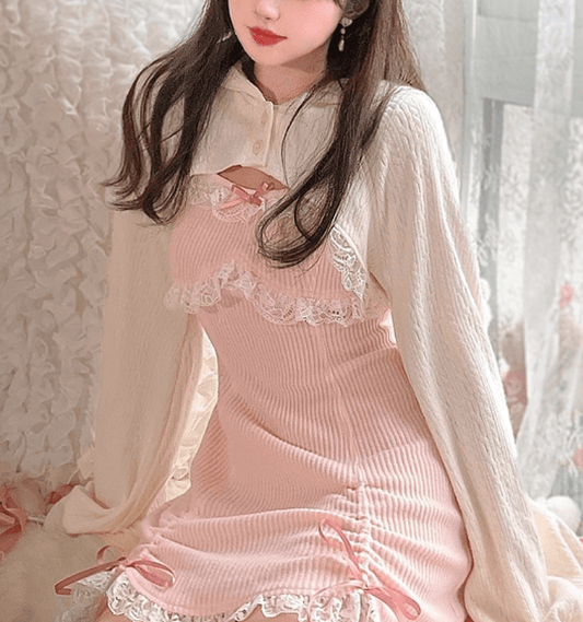 Kawaii Sweet Lace Bow Slim Lolita Dress