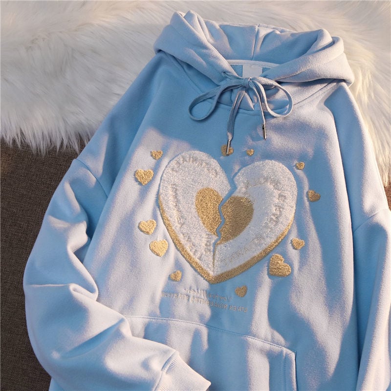 Kawaii Heart Print Hoodies.