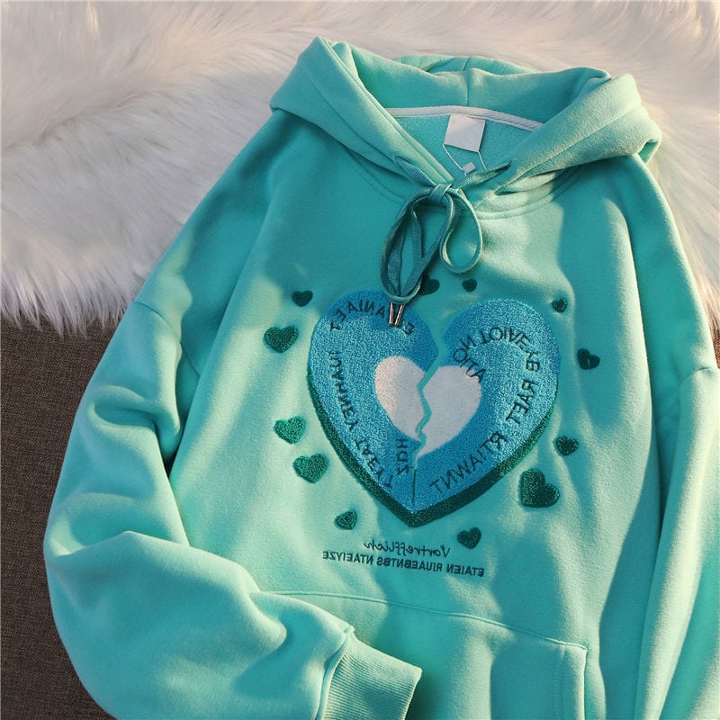 Kawaii Heart Print Hoodies.