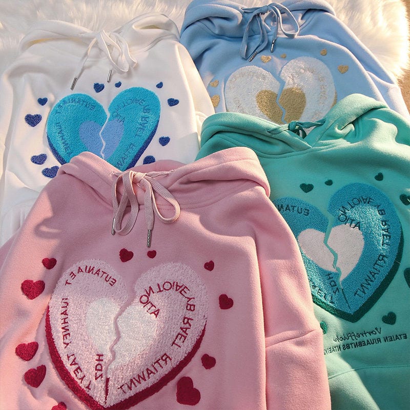 Kawaii Heart Print Hoodies.