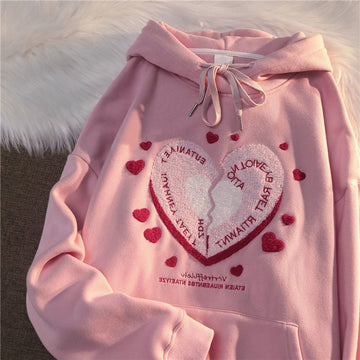 Kawaii Heart Print Hoodies.