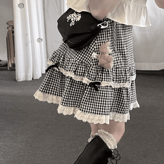 Kawaii Plaid Ruffle Skirt