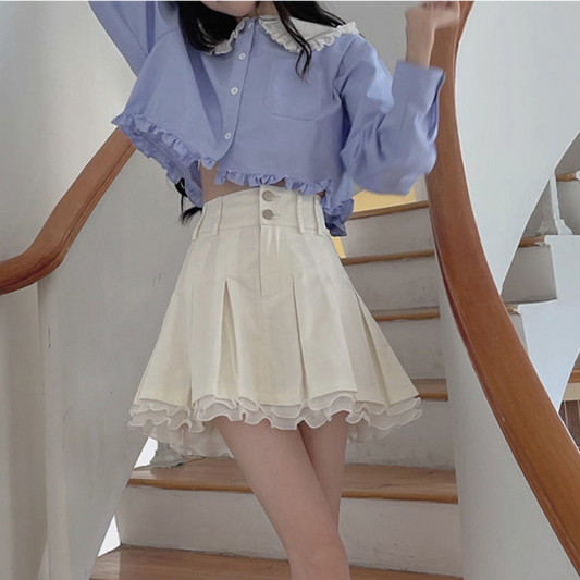 Kawaii Sweet White Pleated Skirt
