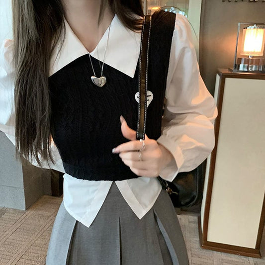 Korean Fashion Preppy Style Knitted Blouses