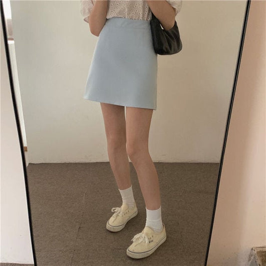 Korean Sweet Basic Solid Mini Skirt