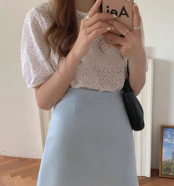 Korean Sweet Basic Solid Mini Skirt