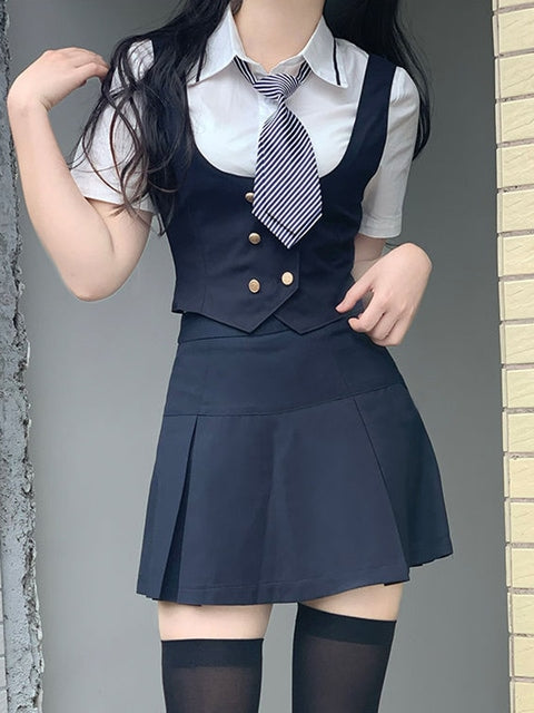 Korean School Uniform Pleated Mini Skirt