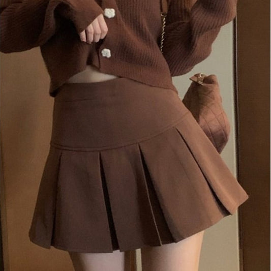 Y2K Vintage Brown Pleated Skirt
