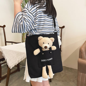 Kawaii Canvas Little Bear Travel Handbag