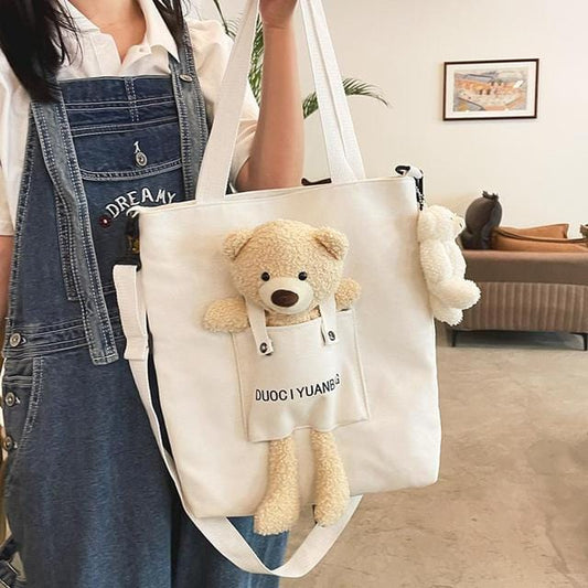 Kawaii Canvas Little Bear Travel Handbag
