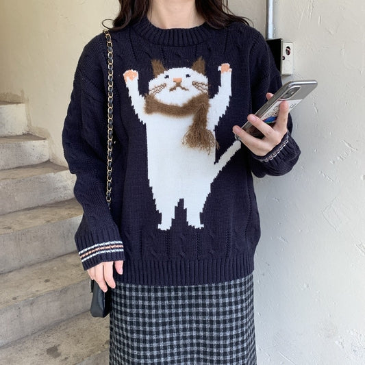 Harajuku Cute Cat Printed Sweater