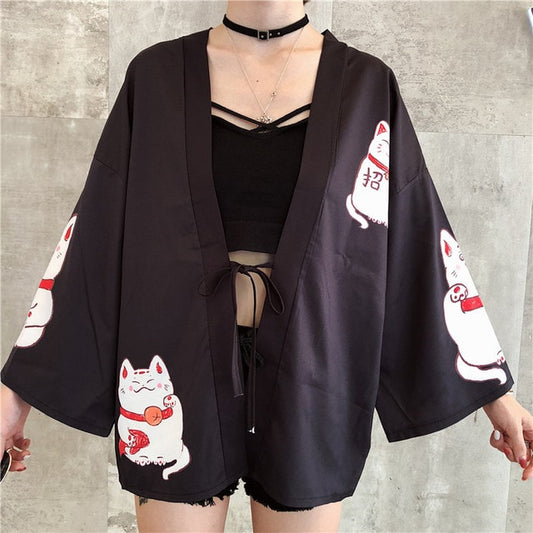 Kawaii Lucky Cats Kimono