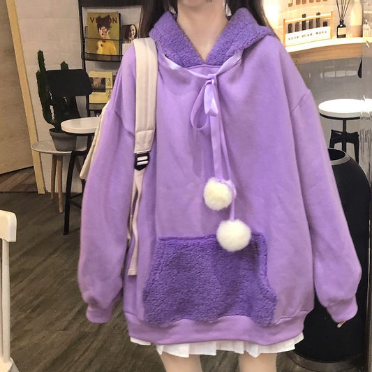 Kawaii Rabbit's Ears Splice Hoodies