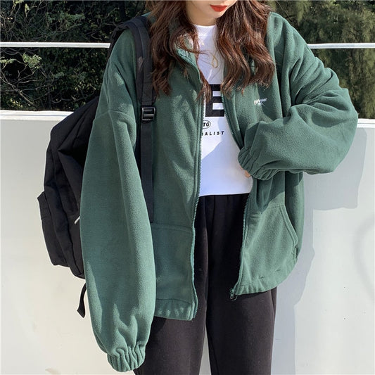 Harajuku Fleece Warm Zipper Jacket