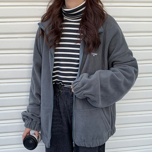 Harajuku Fleece Warm Zipper Jacket