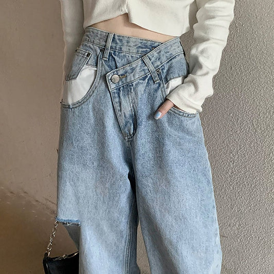 Kawaii Irregular Ripped Denim Pants