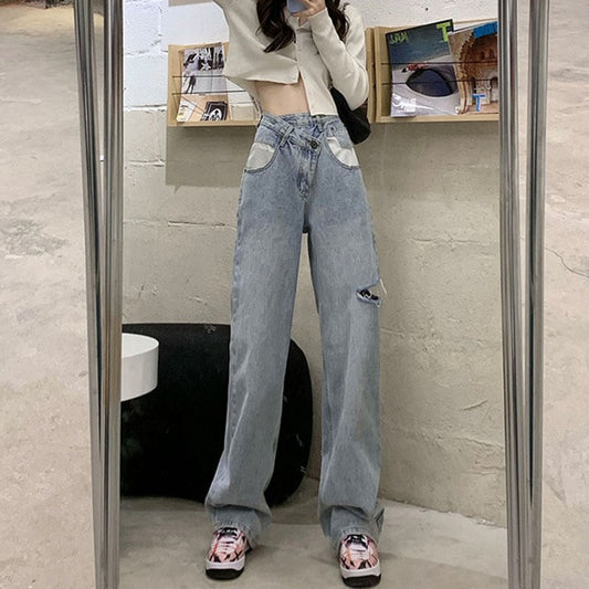 Kawaii Irregular Ripped Denim Pants