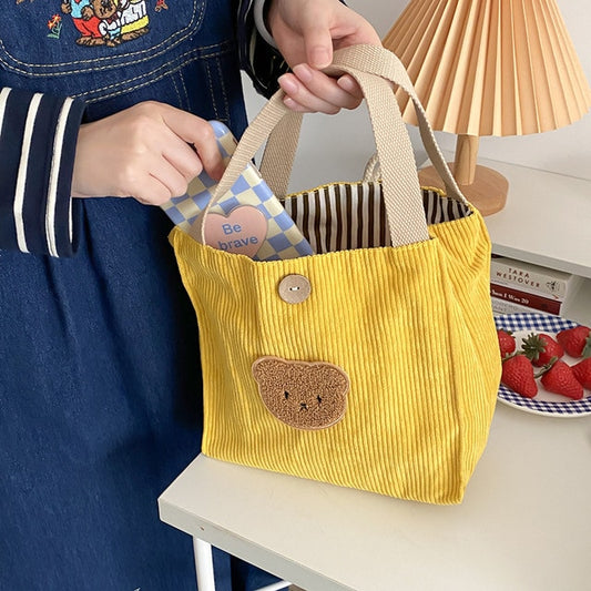 Cute Corduroy Kawaii Bear Tote Bag