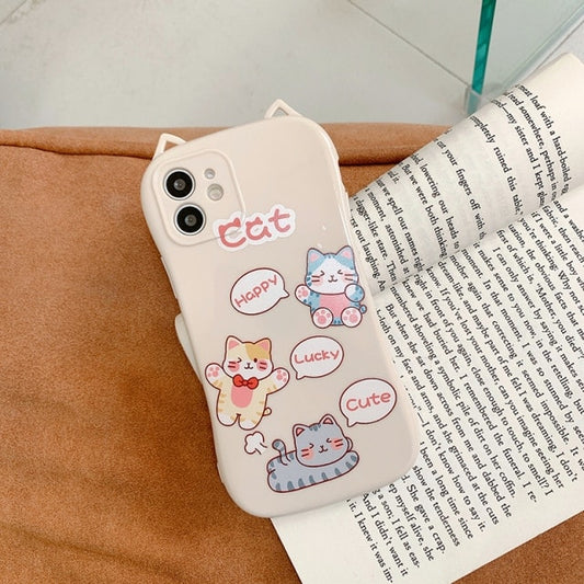 Kawaii Pink Cat Ear iPhone Case