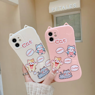 Kawaii Pink Cat Ear iPhone Case