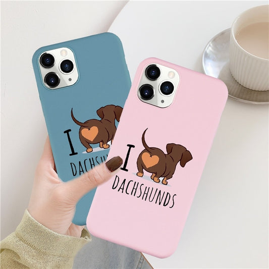 Kawaii I Love Dachshunds iPhone Case