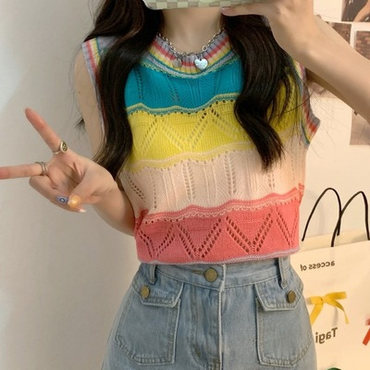 Kawaii Irisated Knitted Tank Top