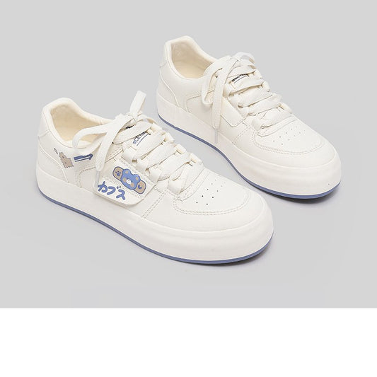 Japanese All-match Cute Bear White Sneakers