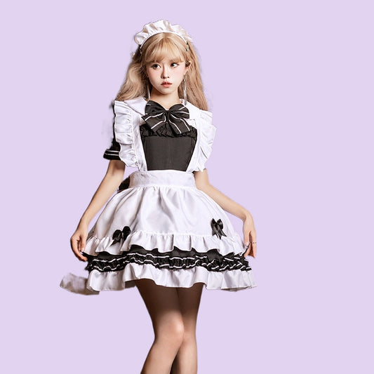 Japanese Black And White Classic Lolita Maid Dress Suit