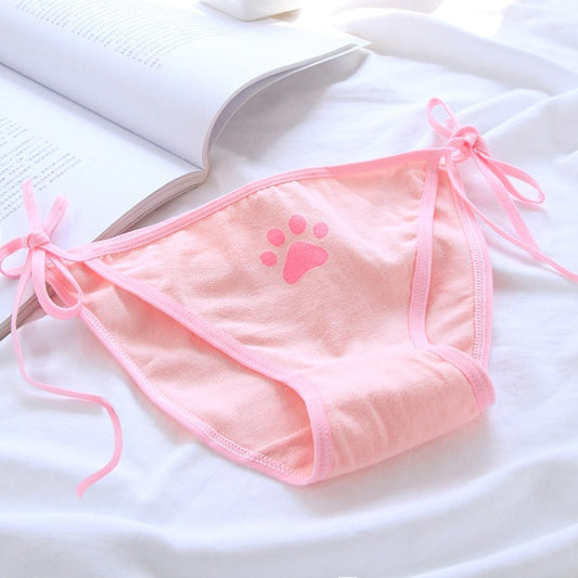 Kawaii Anime Cat Paw Tie Panties