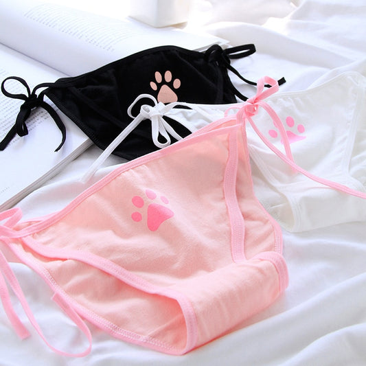 Kawaii Anime Cat Paw Tie Panties