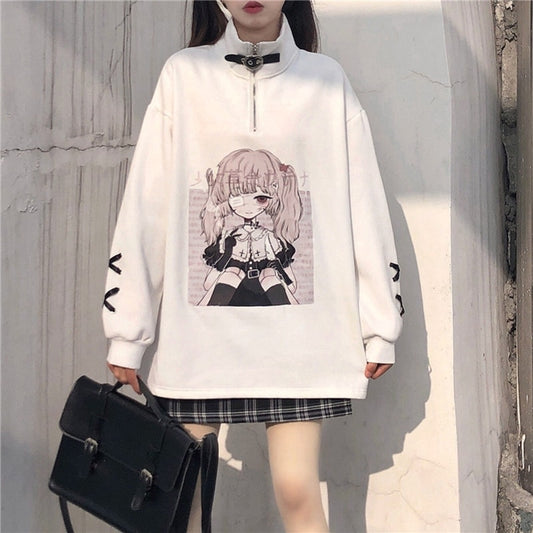 Kawaii Japanese Dark Girls College Style Hoodies