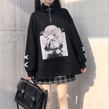 Kawaii Japanese Dark Girls College Style Hoodies